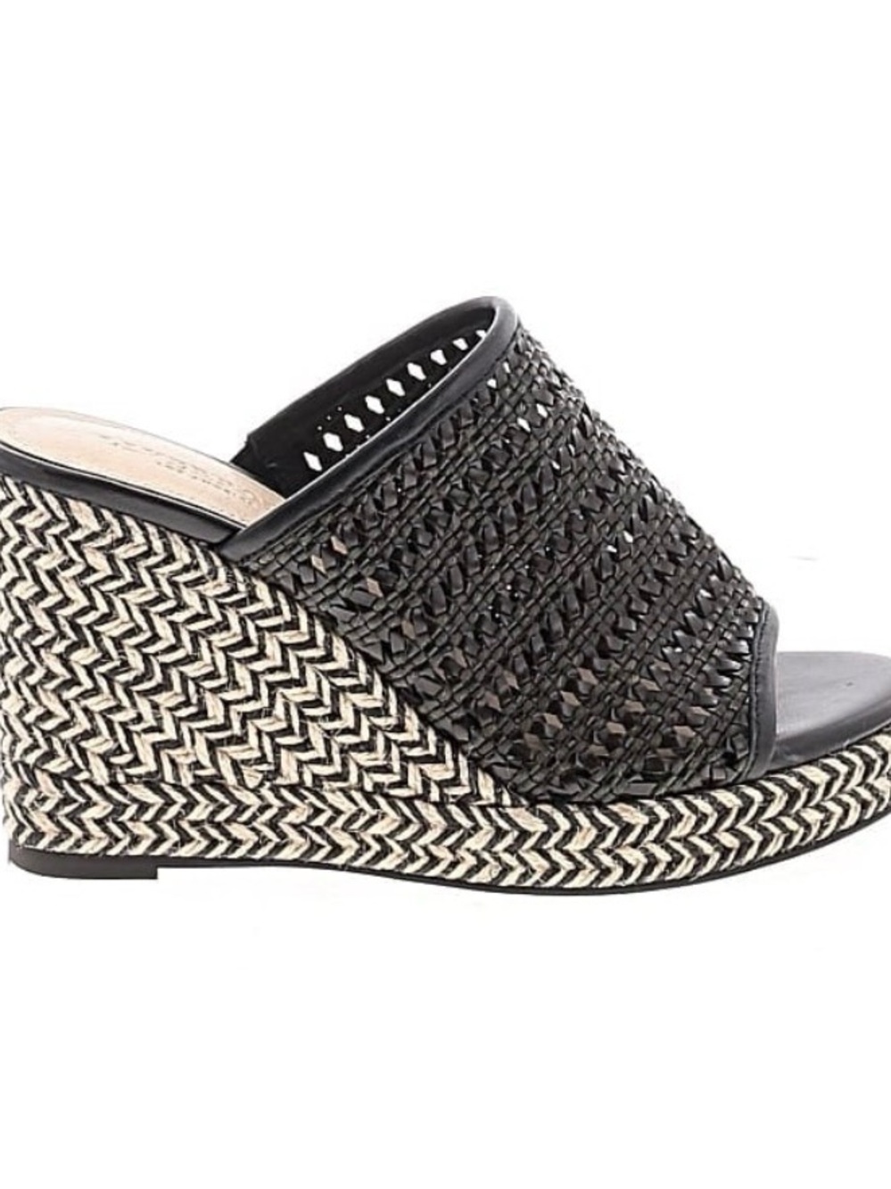 Liverpool Black Woven Espadrille Wedge Slides